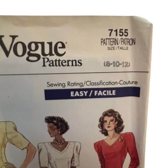 Vintage VOGUE PATTERN #7155 Size 8-12 sewing instructions uncut 1980s dress - Picture 2 of 6
